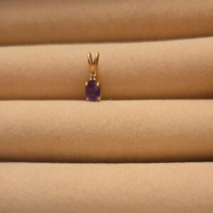 14K Gold Elegant Amethyst and Diamond Pendant